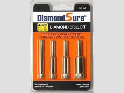 4-Pack Diamond Drill Bit Set for Glass